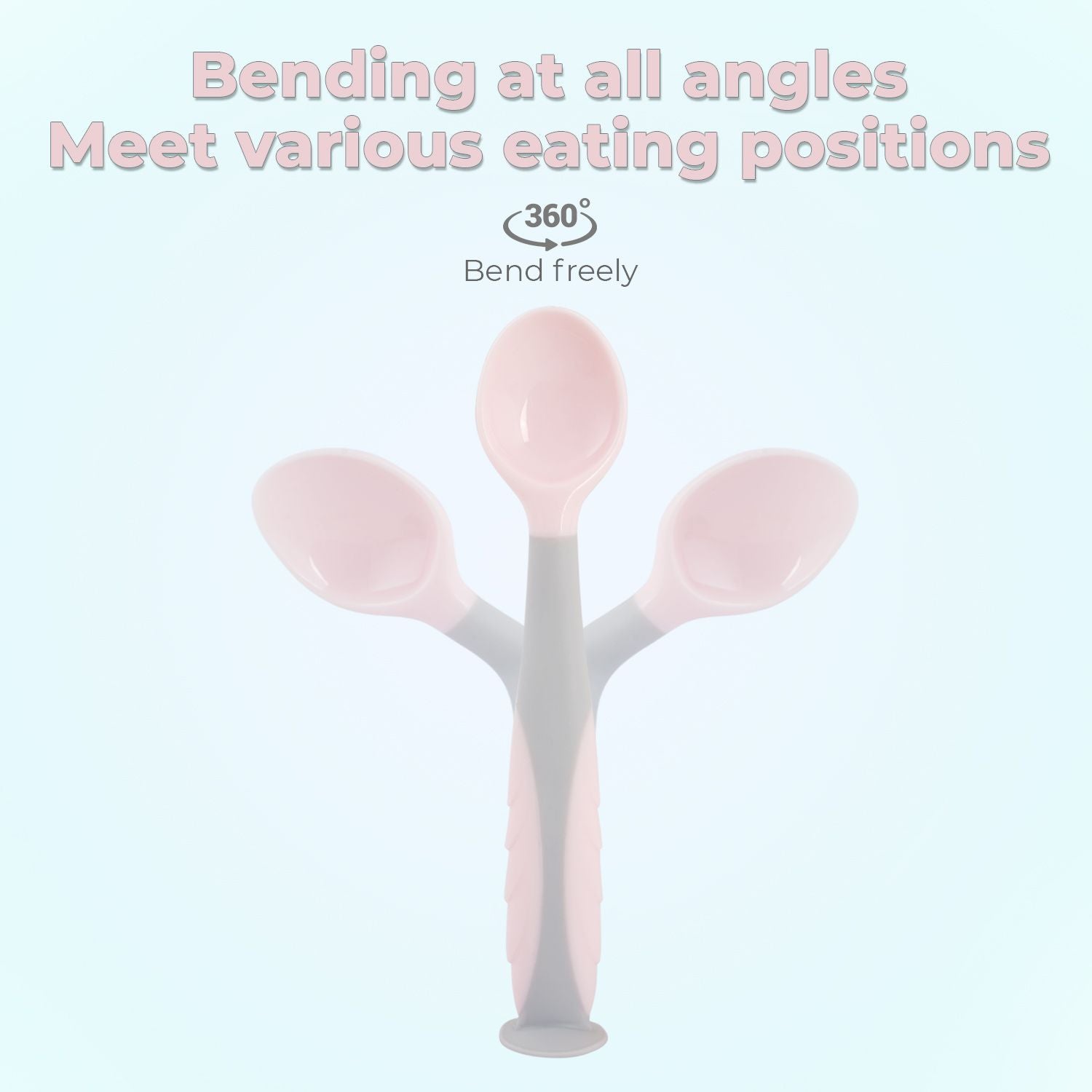 R for Rabbit Safe Feed Flexi Spoon Set For Baby Pink Grey