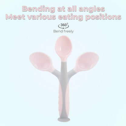 R for Rabbit Safe Feed Flexi Spoon Set For Baby Pink Grey