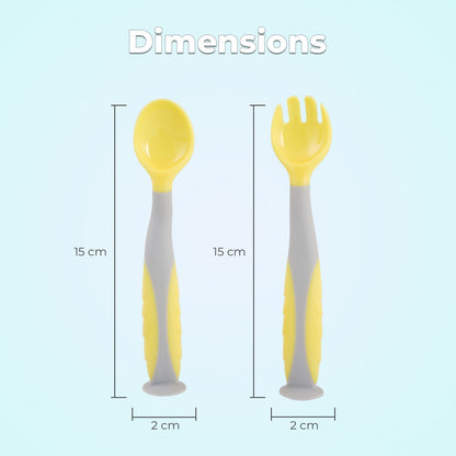 R for Rabbit Safe Feed Flexi Spoon Set For Baby Yellow Grey