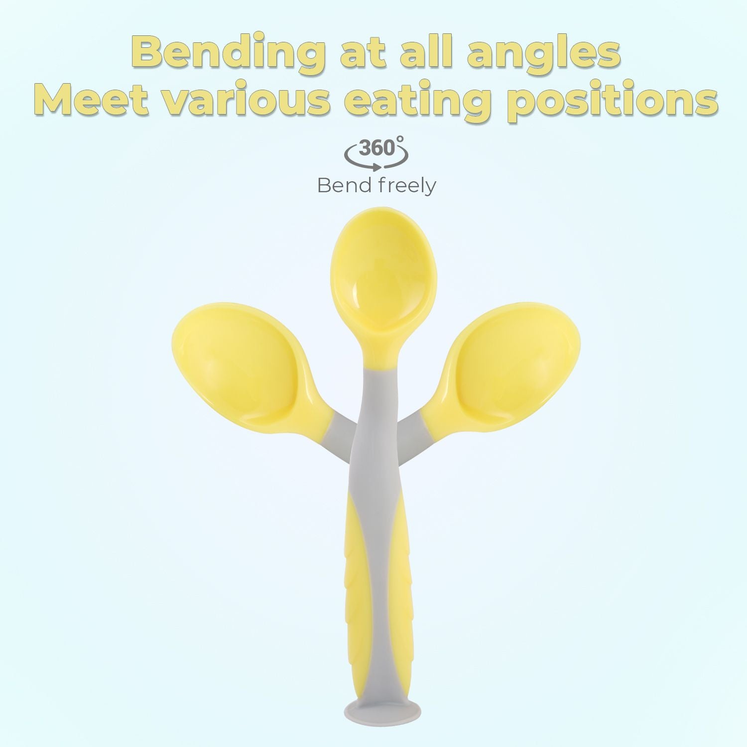 R for Rabbit Safe Feed Flexi Spoon Set For Baby Yellow Grey