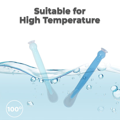 R for Rabbit Safe Feed Silicone Baby Spoon Set Lake Blue-Blue