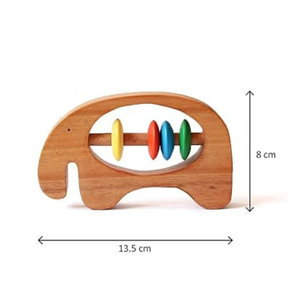 Shumee Wooden Elephant Rattle and Teethers for Infants | 100% Safe, Natural & Eco-friendly