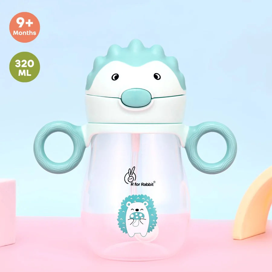 R for Rabbit Spikey Baby Straw Sipper Bottle With Soft Silicone Straw and Leak Proof, Lake Blue
