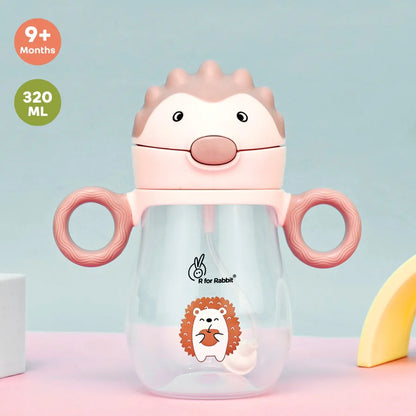 R for Rabbit Spikey Baby Straw Sipper Bottle With Soft Silicone Straw and Leak Proof, Peach Pink
