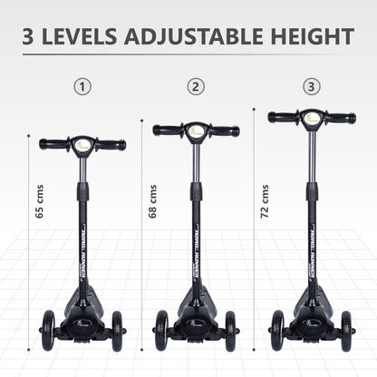 R for Rabbit Road Runner Junior Scooter - 3 Level Height Adjustment, Anti Slip Deck Black