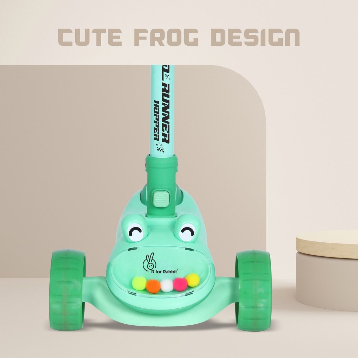 R for Rabbit Road Runner Hopper Scooter For Kids With PU LED Wheels Green