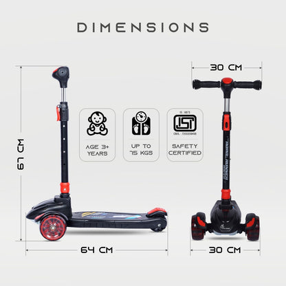 R for Rabbit Road Runner Racer Scooter - PU LED Wheels, 4 Level Height Adjustment, Anti Slip Deck  Black