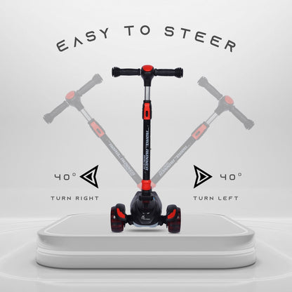 R for Rabbit Road Runner Racer Scooter - PU LED Wheels, 4 Level Height Adjustment, Anti Slip Deck  Black