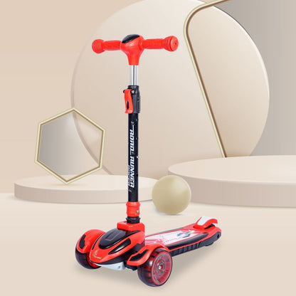 R for Rabbit Road Runner Racer Scooter - PU LED Wheels, 4 Level Height Adjustment, Anti Slip Deck Red Black