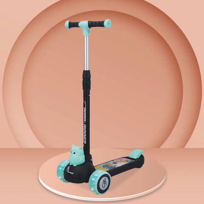 R for Rabbit Road Runner Ryder Kids Scooter - PU LED Wheels & Multi-Level Height Adjustment Black Blue