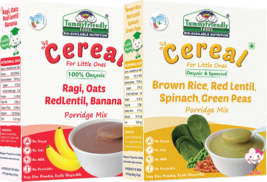 Tummy Friendly Foods Certified Stage3 Porridge Mixes | Organic Baby Food for 8 Months Old Baby | Ragi, Brown Rice - 2 Packs, 200g Each Cereal (400 g, Pack of 2)