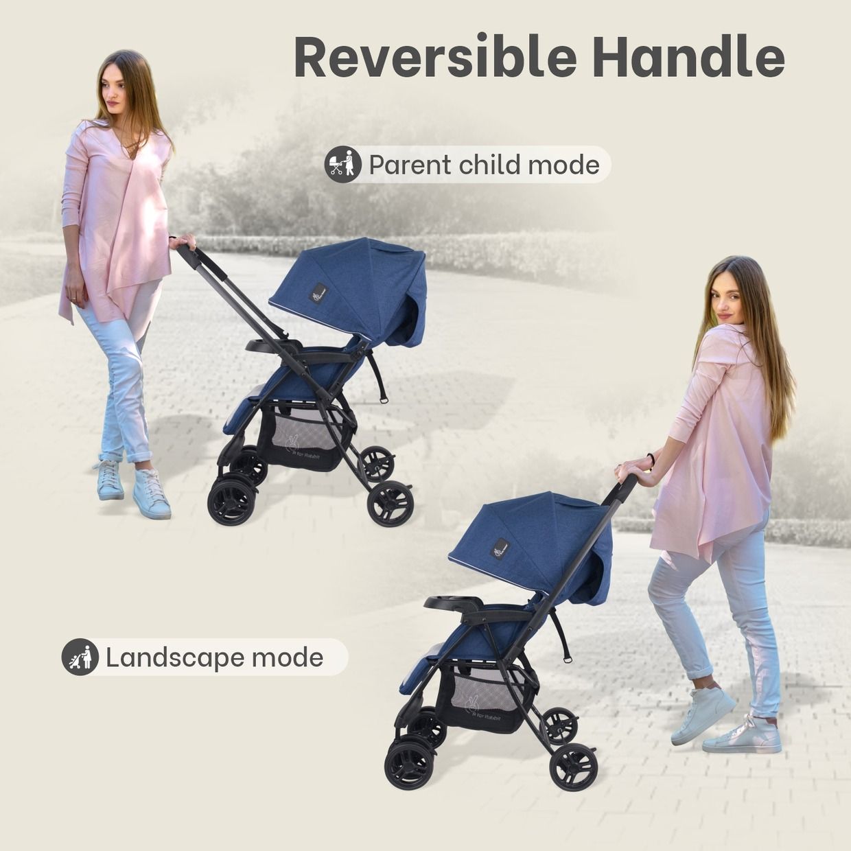 R for Rabbit Poppins Joy Cute Stroller For Kids Blue Grey