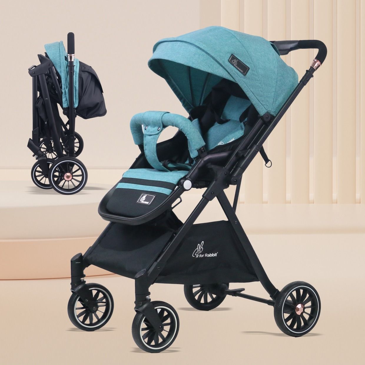 R for Rabbit Street Smart Nova Baby Stroller(Green Black)