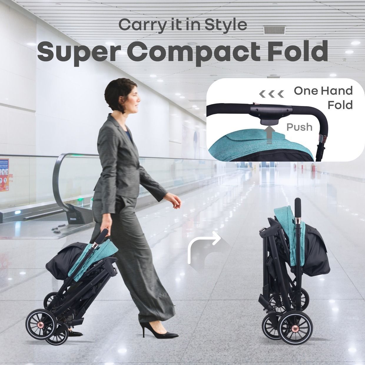 R for Rabbit Street Smart Nova Baby Stroller(Green Black)