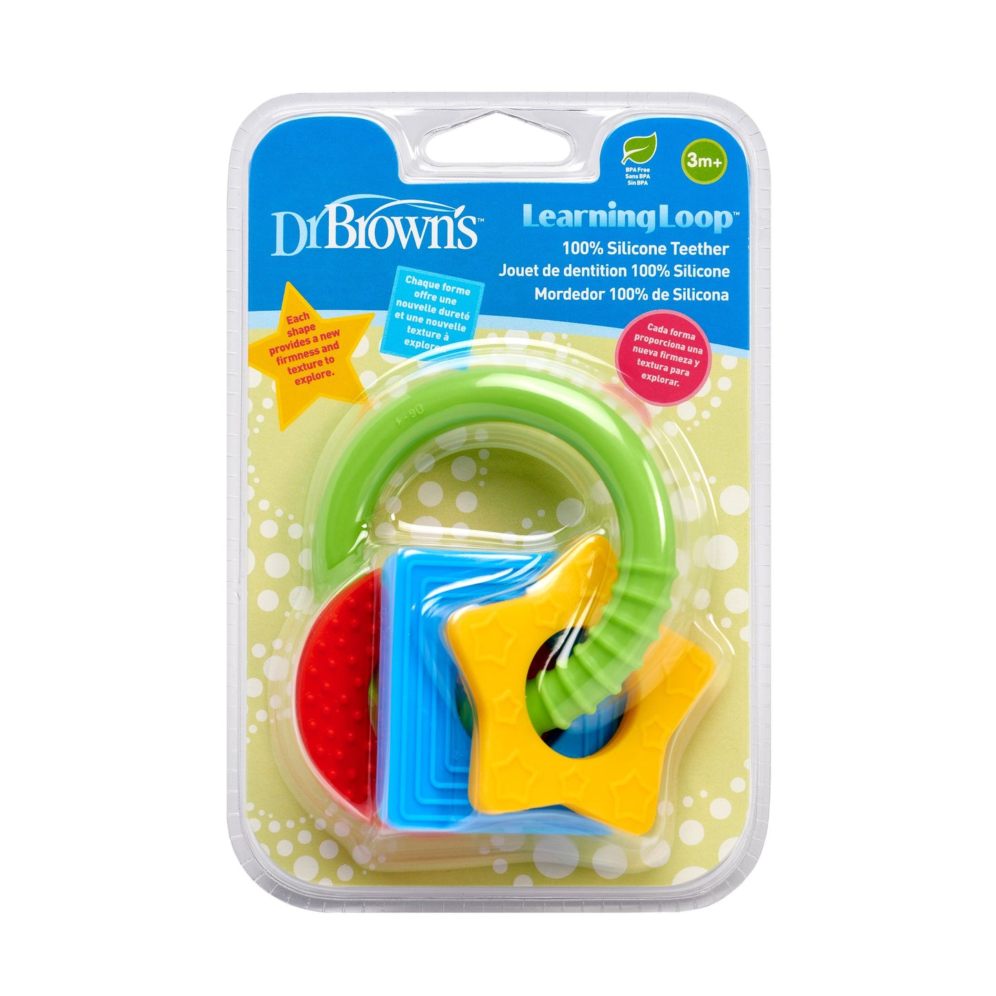 Dr. Brown's Learning Loop Infant Teether with Multi Textured D (Pack of 1, Brown)