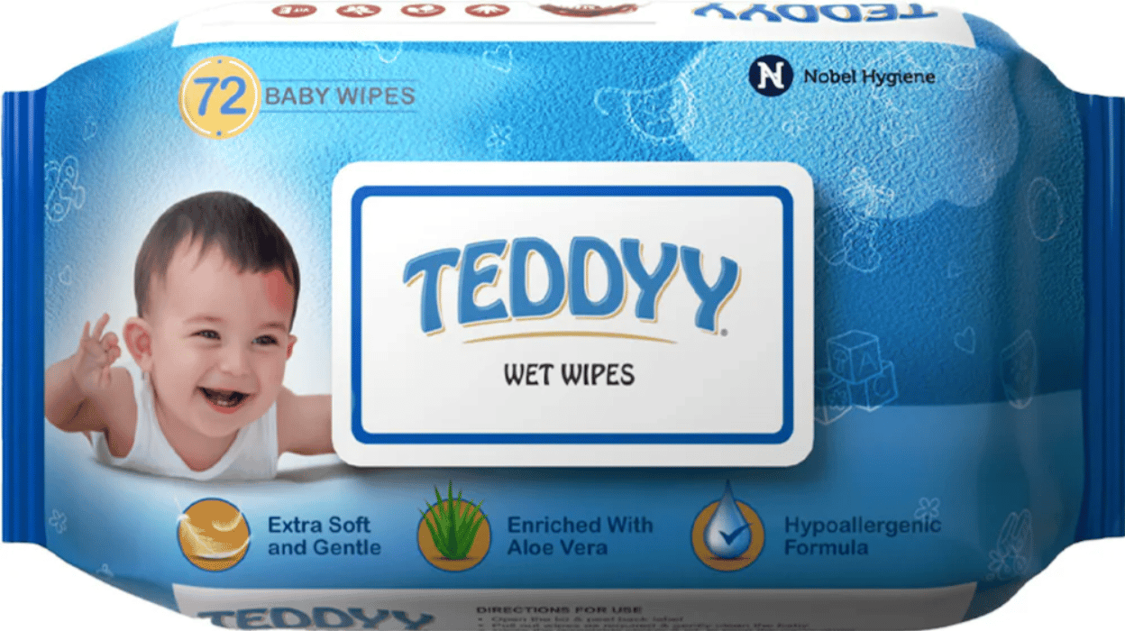 TEDDYY Baby Wet Wipes With Lid 72s (Pack of 1)