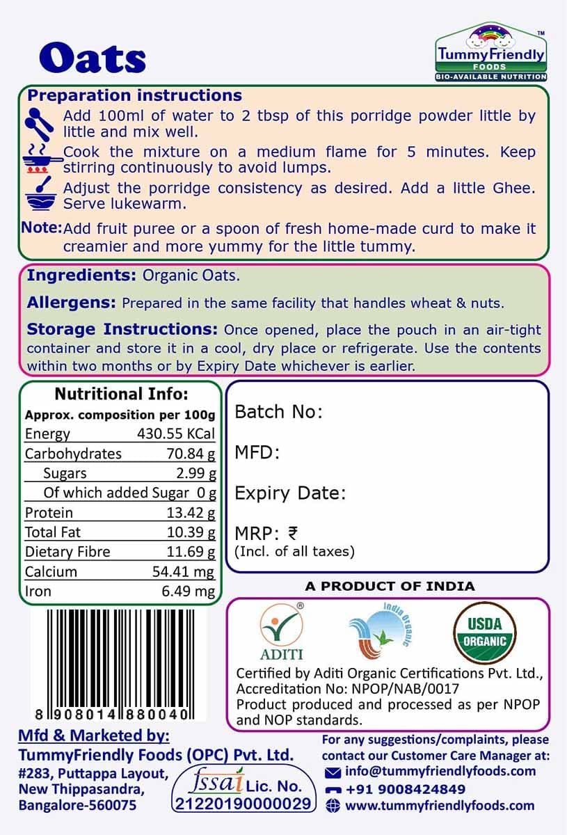 Tummy Friendly Foods Sprouted Porridge Mixes Trial Packs Sprouted Ragi, Sprouted Brown Rice and Oats (150 g, Pack of 3)