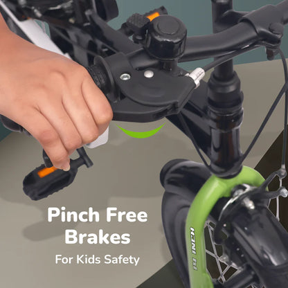 R For Rabbit Tiny Toes Ryder Bicycle For Kids 14 Inch 90% Plug N Play Installation, Black Green