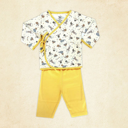 Tiny Lane Adorable and Comfortable Baby Clothing "Jungle Circus Sets" - Circus Jhabla, Lemon Yellow Pant, & Jungle Bib