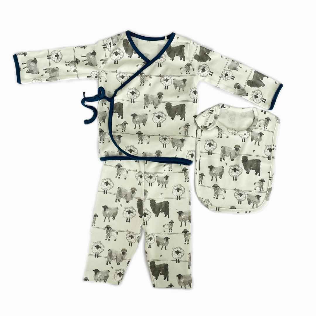 Tiny Lane Adorable and Comfortable Baby Clothing "Dolly Sheep Sets" - Sheep Jhabla, Sheep Pant, & Sheep Bib