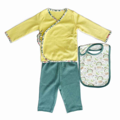Tiny Lane Adorable and Comfortable Baby Clothing "QT Lemons" - Yellow Jhabla & Teal Pant