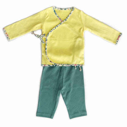 Tiny Lane Adorable and Comfortable Baby Clothing "QT Lemons" - Yellow Jhabla & Teal Pant