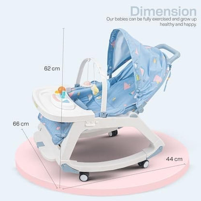 Baybee 5 in 1 Baby Rocker and Booster Seat for Babies with Multi Position Recline | Rocking Chair for Kids with Hanging Toys, Music | Baby Dining Seat for 0 to 2 Years Boys Girls (Blue)