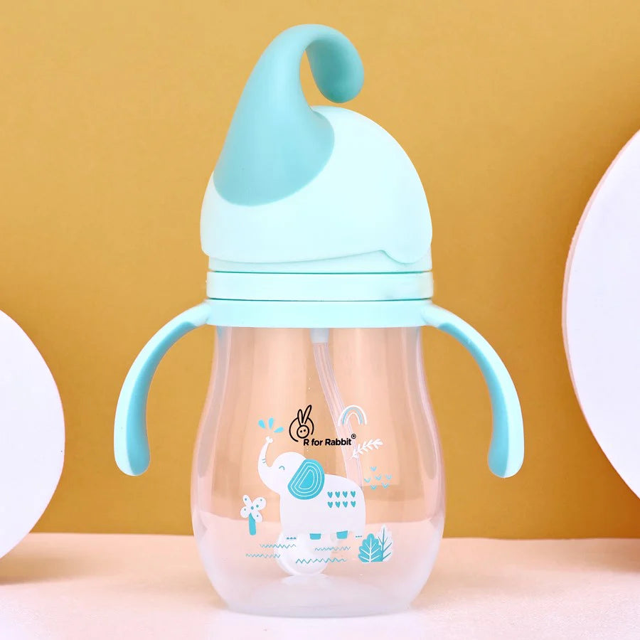 R for Rabbit Trunky Baby Straw Sipper Bottle With Safe BPA free PP Material, Lake Blue