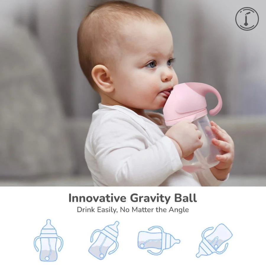 R for Rabbit Trunky Baby Straw Sipper Bottle With Safe BPA free PP Material,  Peach pink