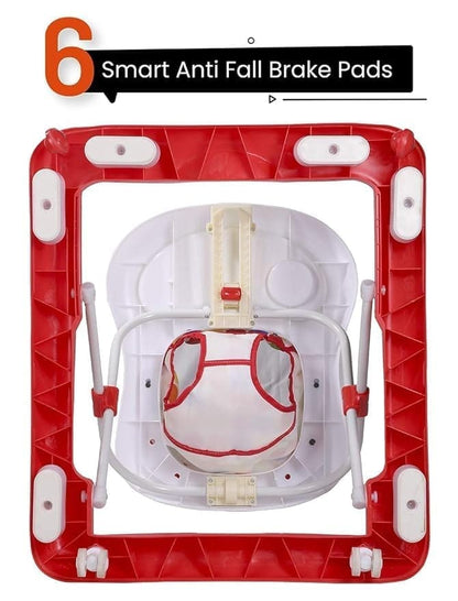 R for Rabbit Step Up Anti Fall Baby Walker with Adjustable Height and Musical Walker Toy Bar for Kids Red