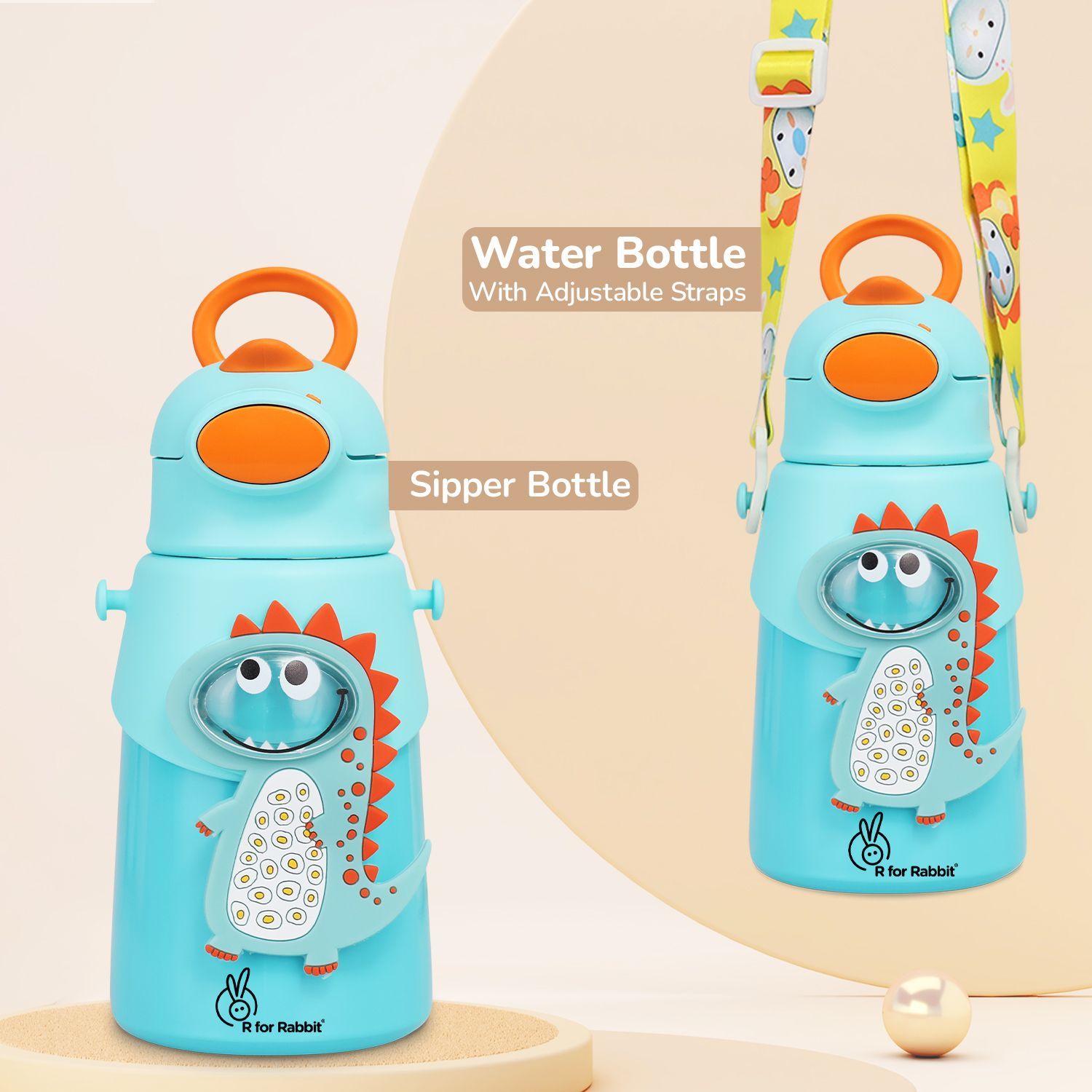R for Rabbit Steebo Zoobie Stainless Steel Sipper Feeding Bottle For Kids Blue Dino