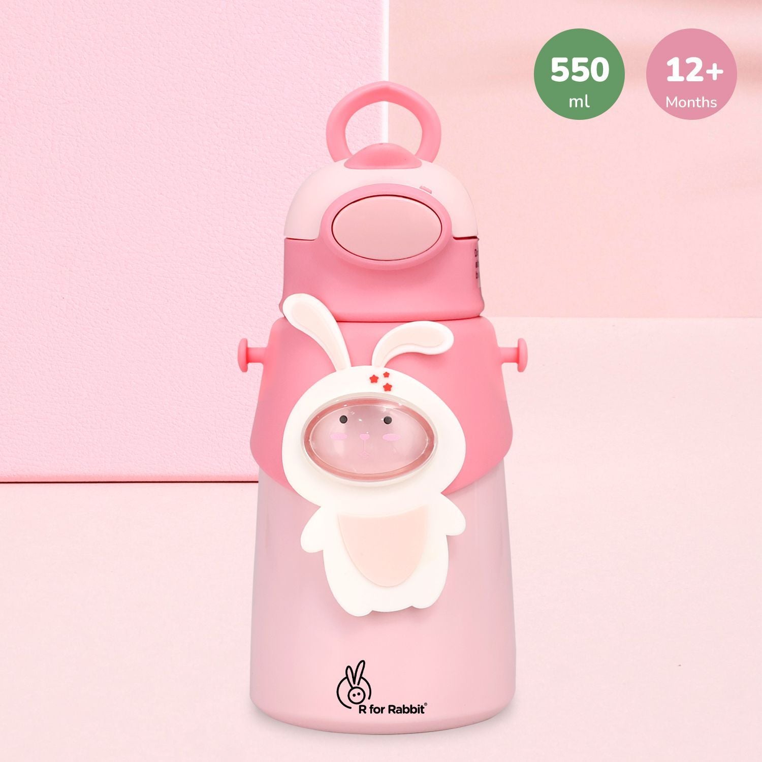 R for Rabbit Steebo Zoobie Stainless Steel Sipper Feeding Bottle For Kids Pink Bunny