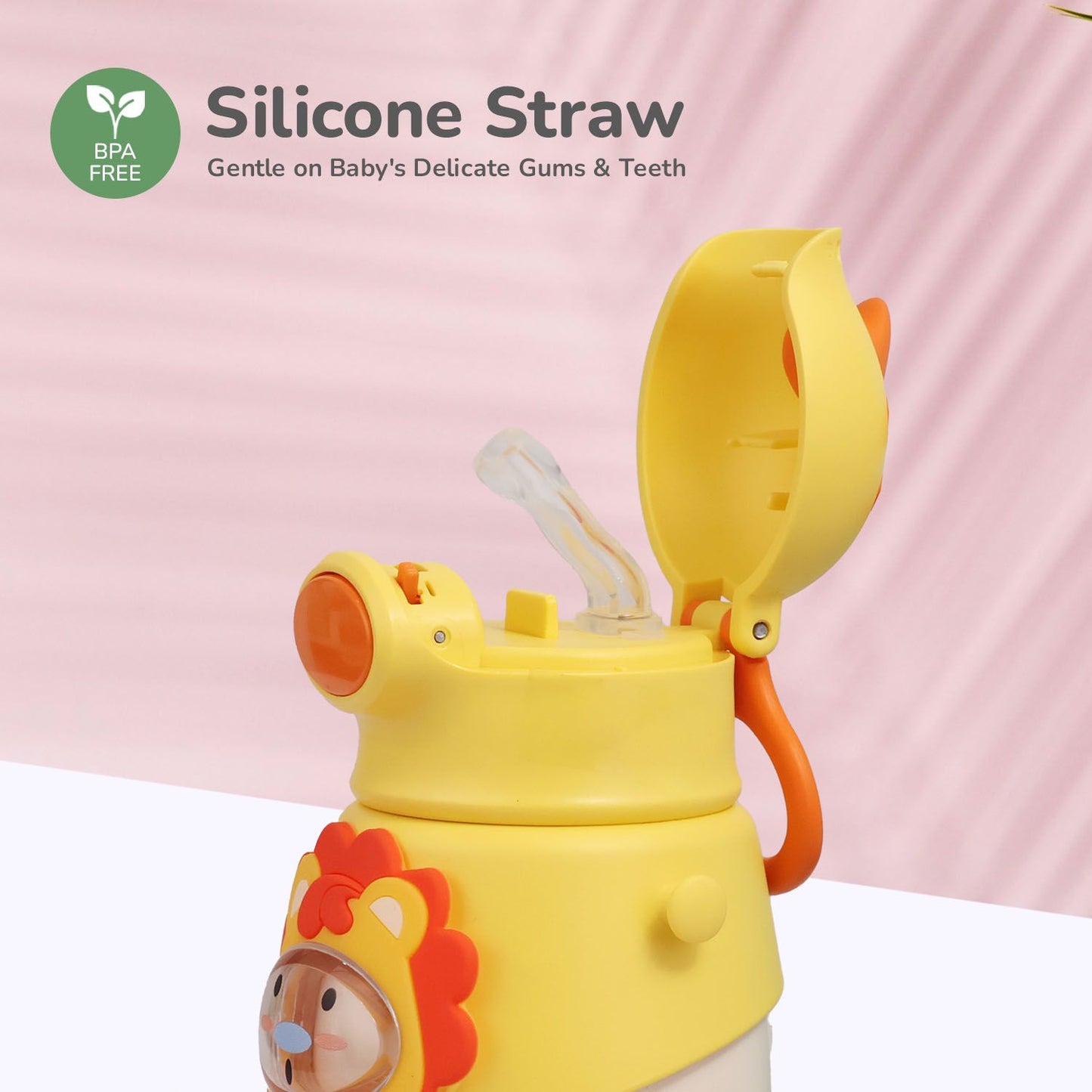 R for Rabbit Steebo Zoobie Stainless Steel Sipper Feeding Bottle For Kids Yellow Lion