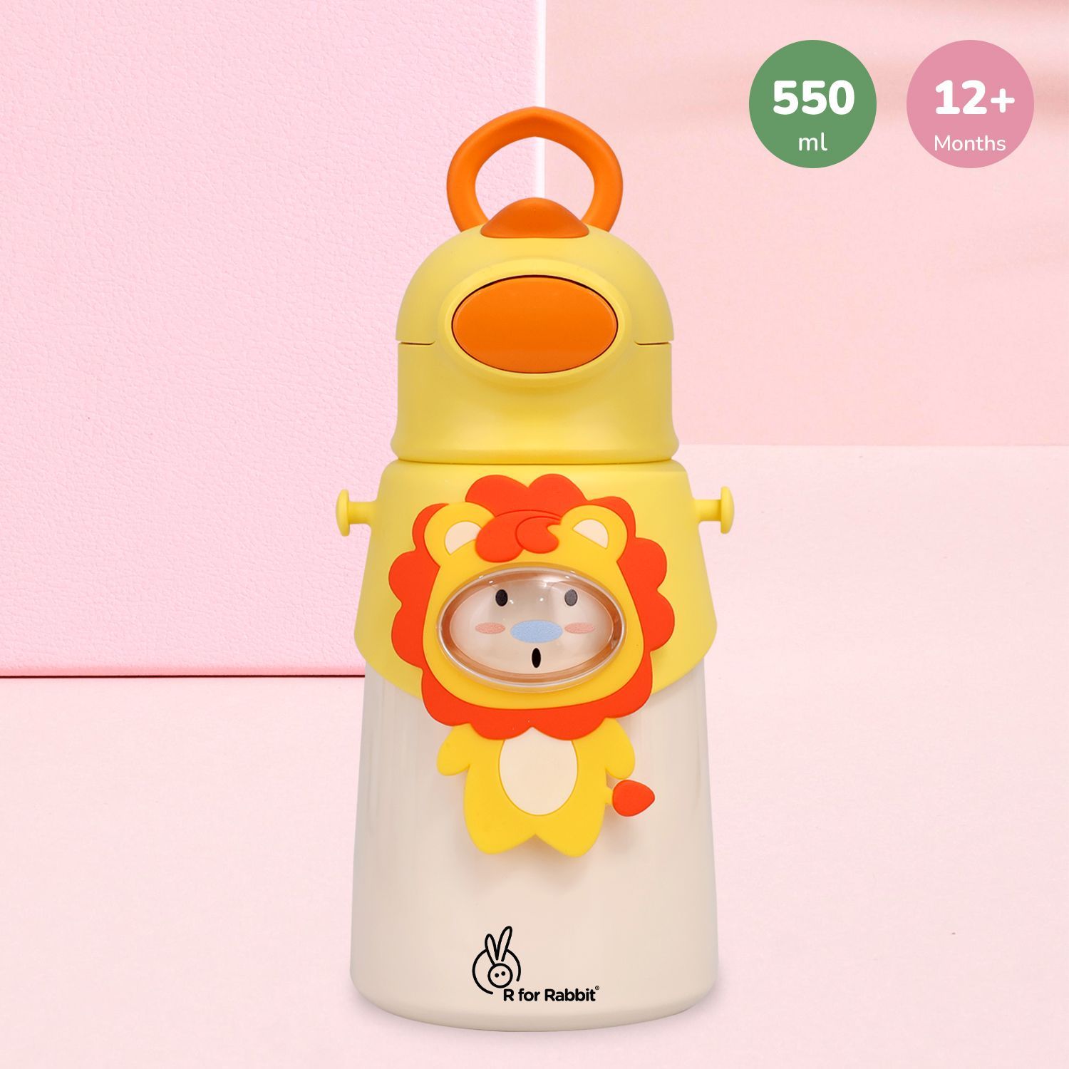 R for Rabbit Steebo Zoobie Stainless Steel Sipper Feeding Bottle For Kids Yellow Lion