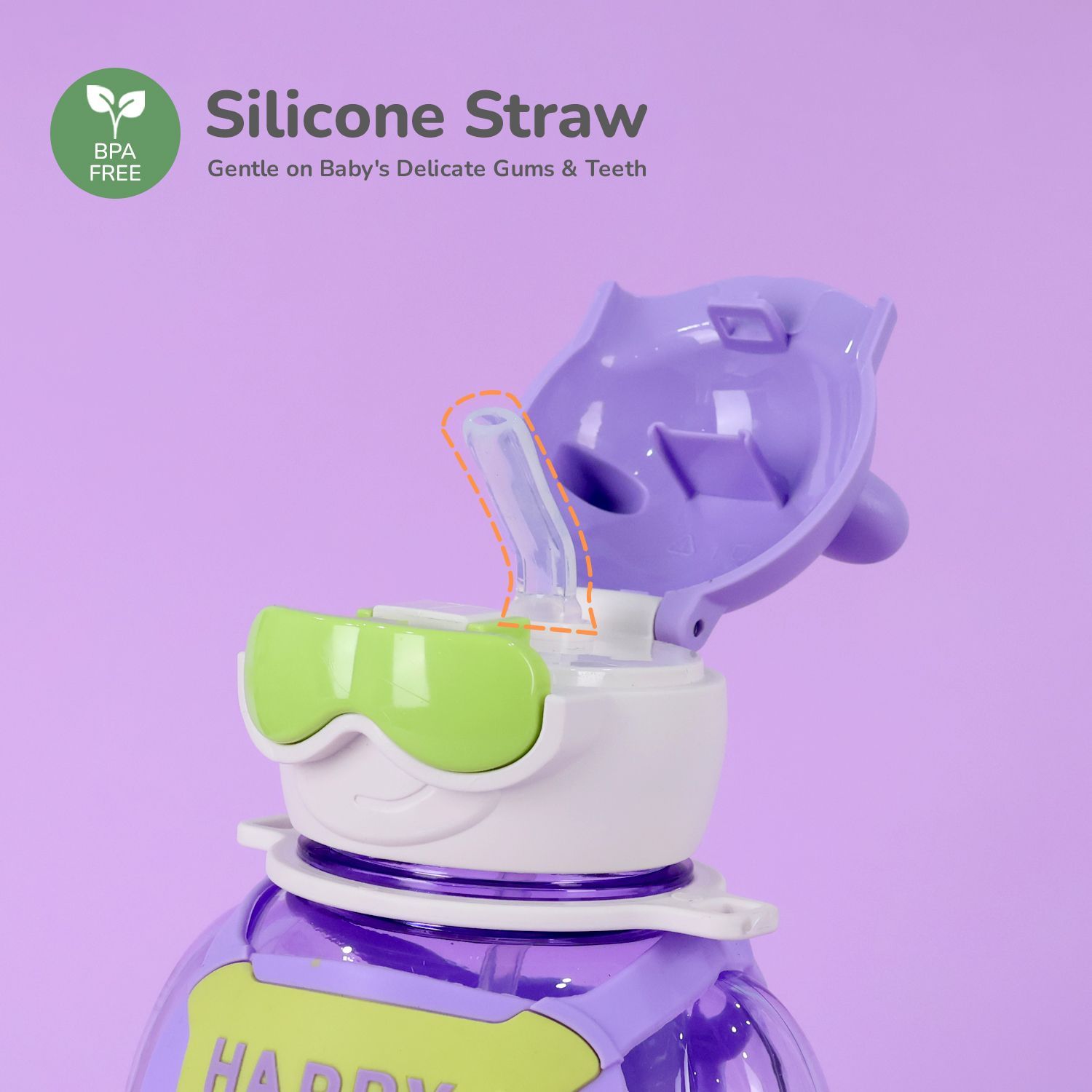 R for Rabbit Tritan Astro Baby Straw Sipper Bottle Purple