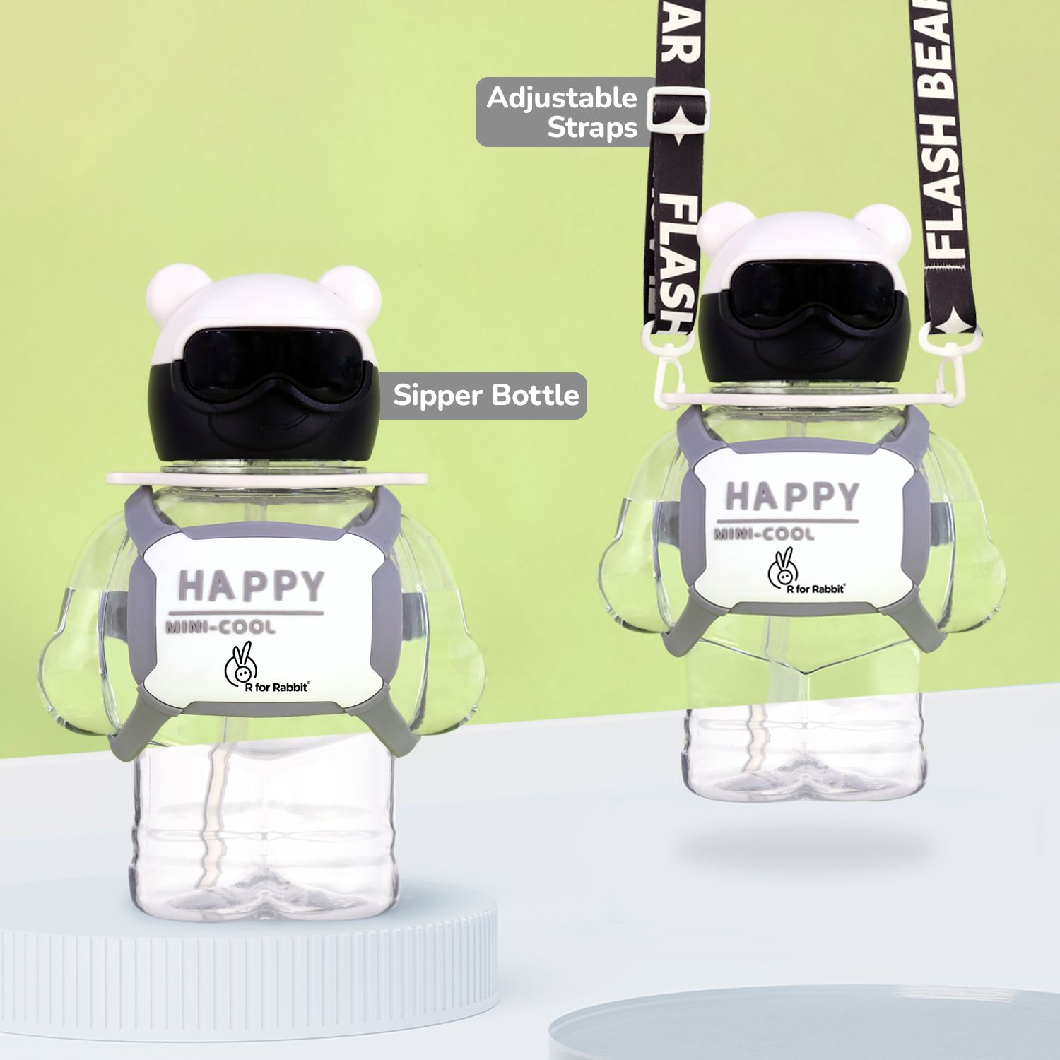 R for Rabbit Tritan Astro Baby Straw Sipper Bottle White