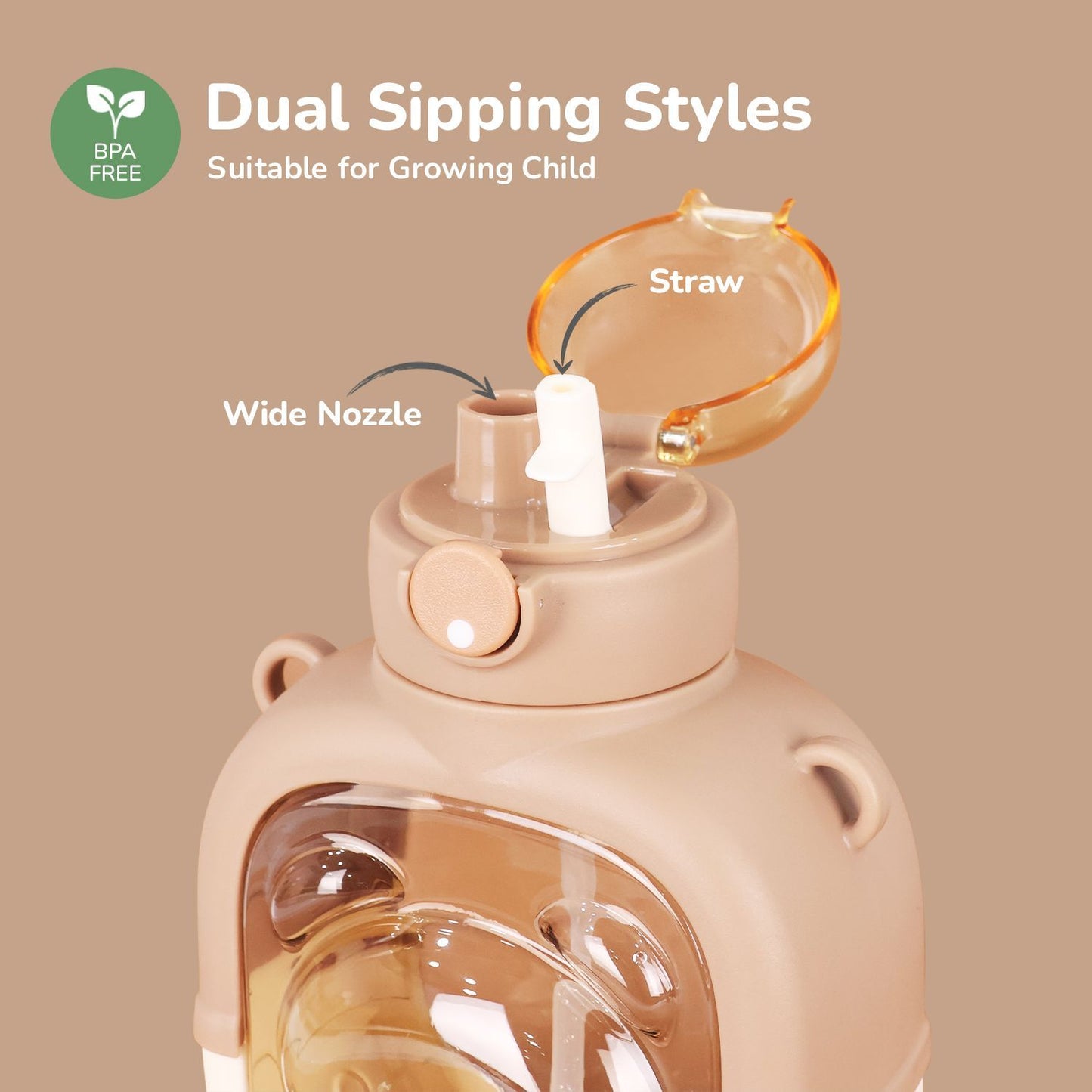 R for Rabbit Tritan Baloo Baby Straw Sipper Bottle BPA Free Tritan Material With Silicone Straw Brown