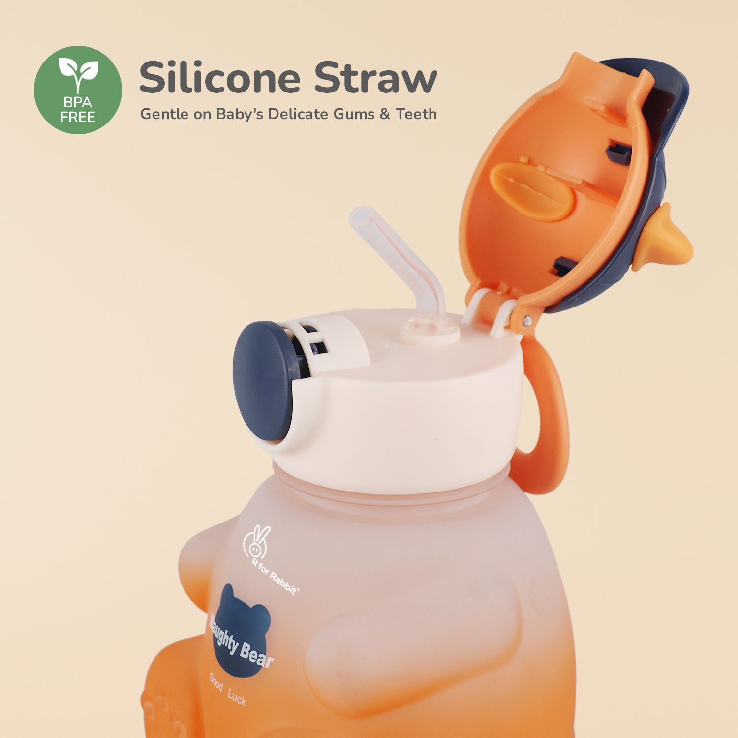 R for Rabbit Tritan Bear Baby Straw Sipper Bottle Orange