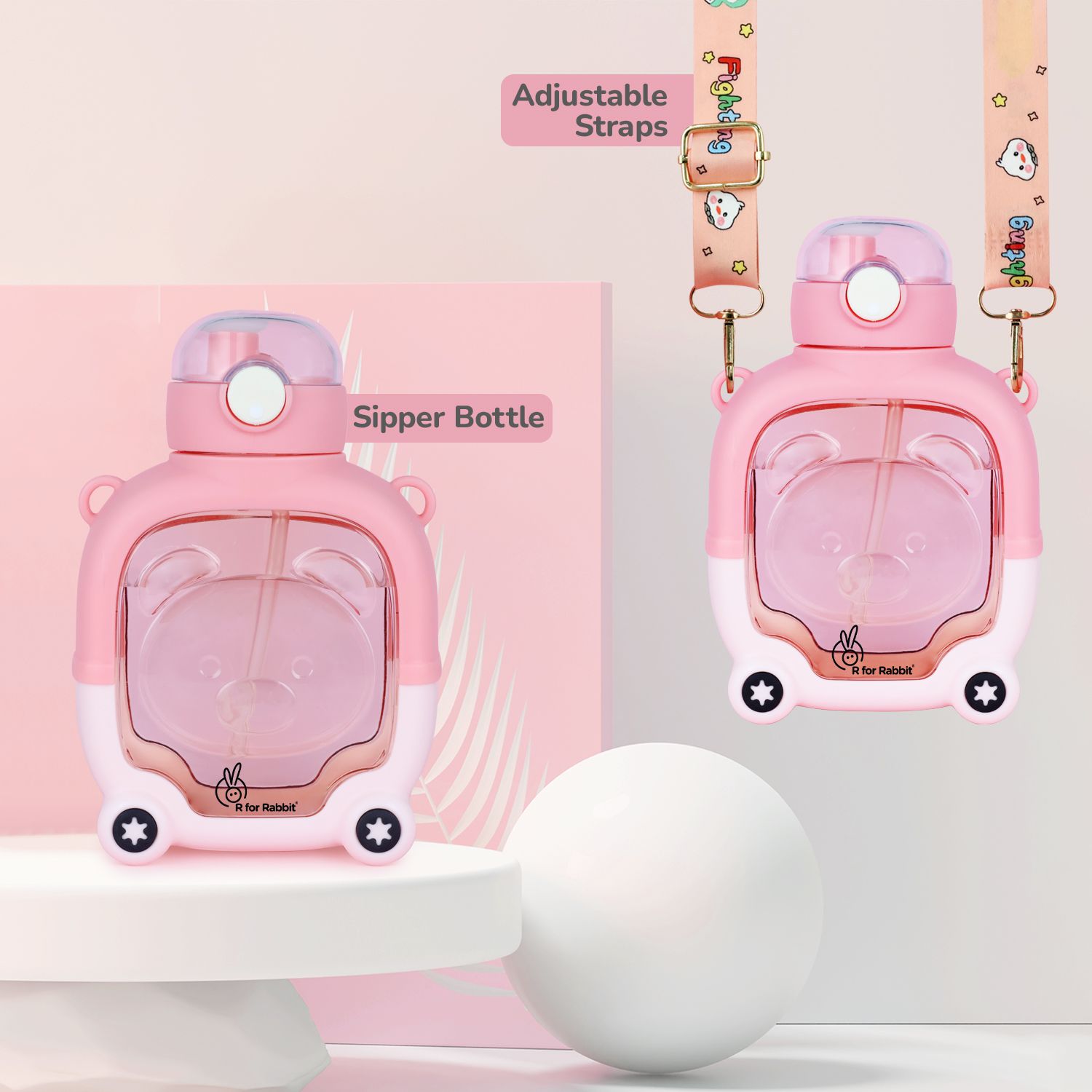 R for Rabbit Tritan Baloo Baby Straw Sipper Bottle BPA Free Tritan Material With Silicone Straw Pink