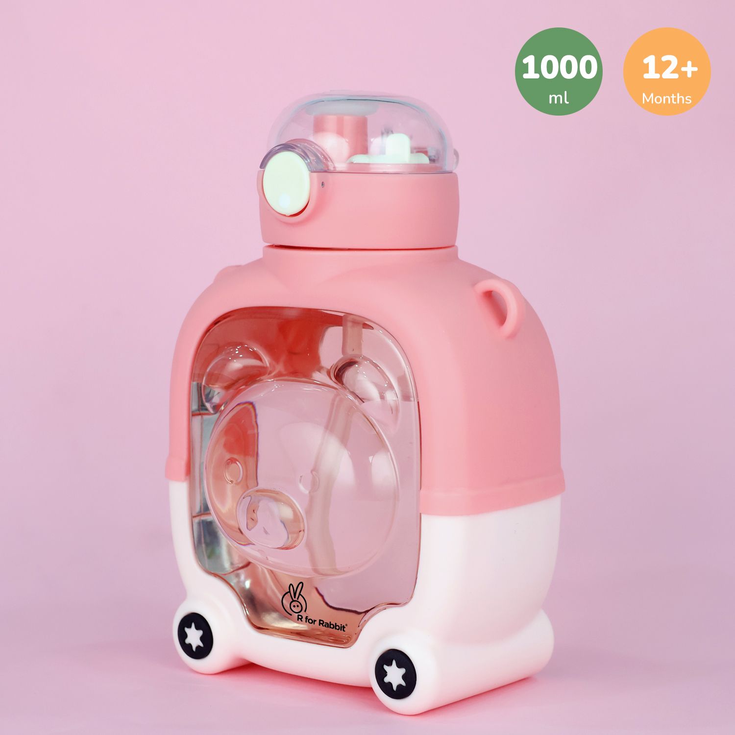 R for Rabbit Tritan Baloo Baby Straw Sipper Bottle BPA Free Tritan Material With Silicone Straw Pink