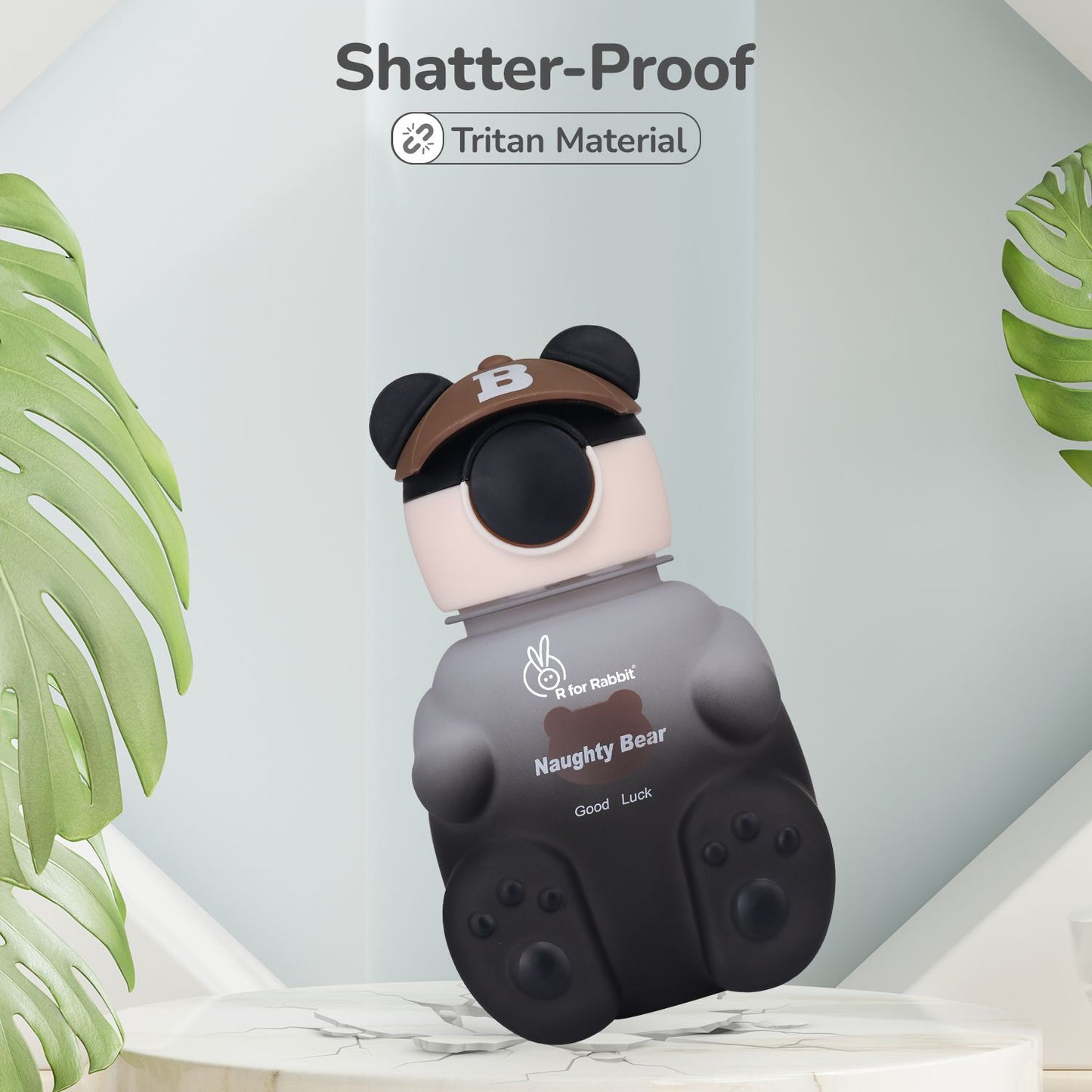 R for Rabbit Tritan Bear Baby Straw Sipper Bottle Black