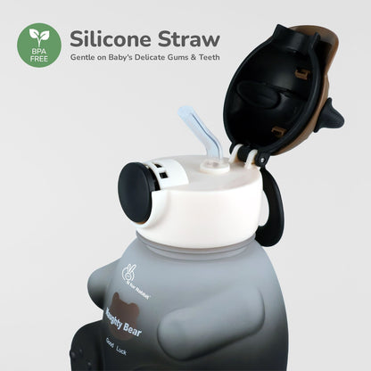 R for Rabbit Tritan Bear Baby Straw Sipper Bottle Black
