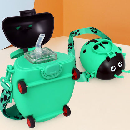 R for Rabbit Beetle Baby Straw Sipper Water Bottle With Adjustable Straps Green