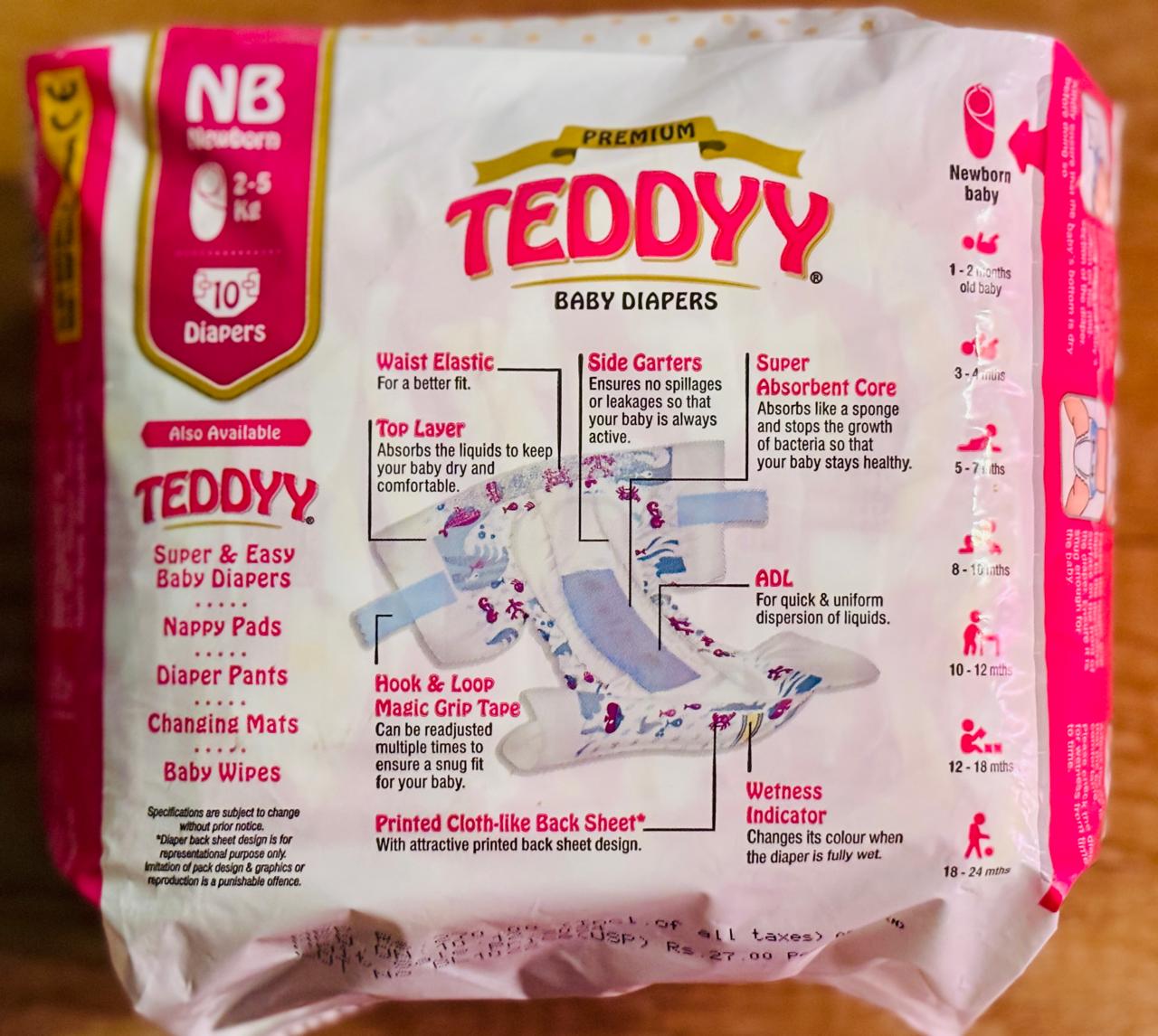 Teddyy Premium New Born Diapers (Pack of 10)