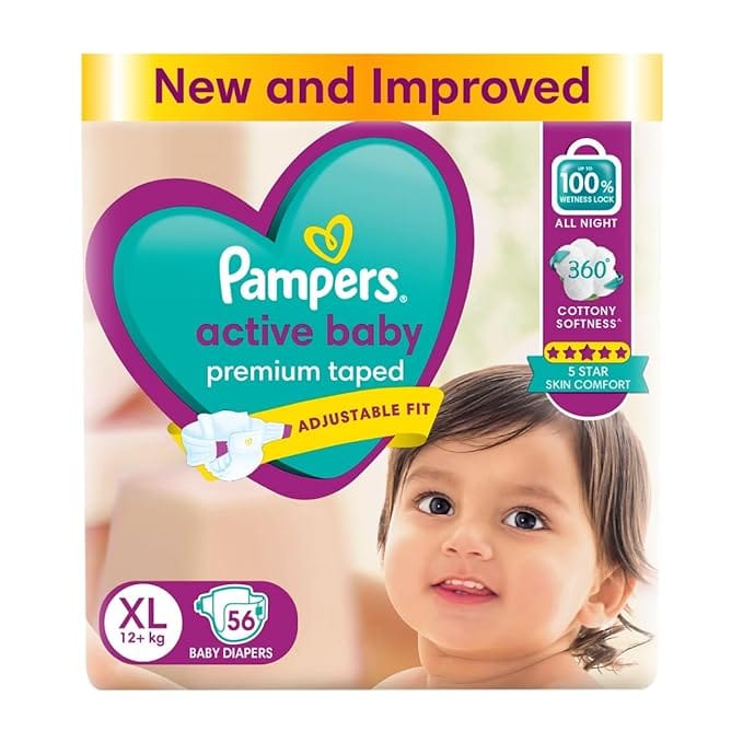 Pampers XL- Pack of 56 Active Baby (12 Kg)