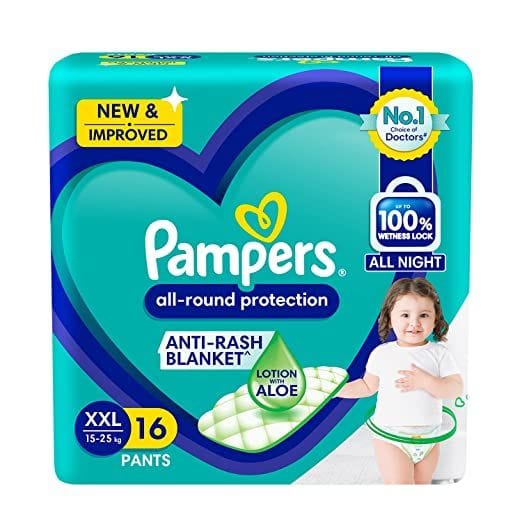 PAMPERS ALL ROUND PROTECTION PANTS LOTION WITH ALOE VERA BABY DIAPERS XXL 16'S (P&G)