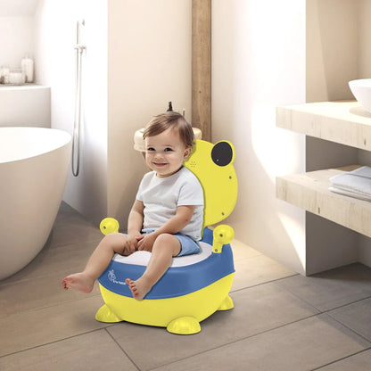 R for Rabbit Panda Potty Training Seat for Baby Ergonomic Backrest with Sturdy Grip Handle for New Born Babies/Infant/Kids Weight Up to 25Kg 6 to 48 Months (Yellow Blue)