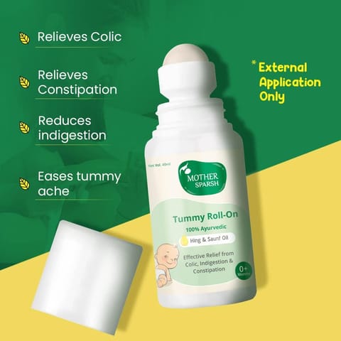 Mother Sparsh Tummy Roll On For Baby Colic Relief ,Hing & Saunf 40ml