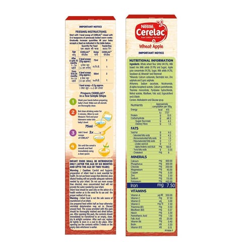 Nestle Cerelac Wheat Apple Baby Cereal, 6 -12 Mths, 300 gm