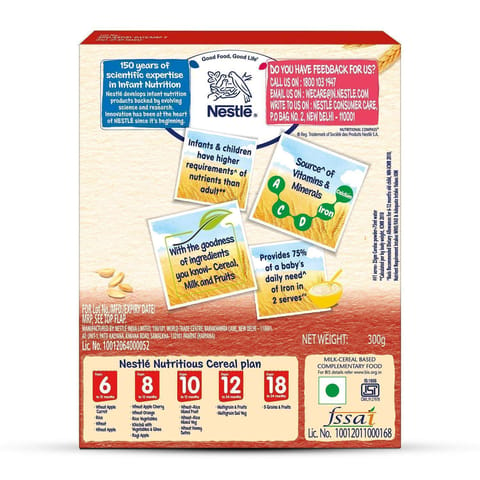 Nestle Cerelac Wheat Apple Baby Cereal, 6 -12 Mths, 300 gm